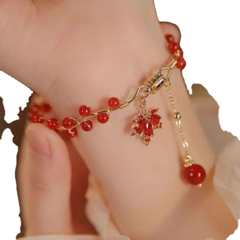 Wholesale New Chinese Style Red Maple Leaf Bracelet