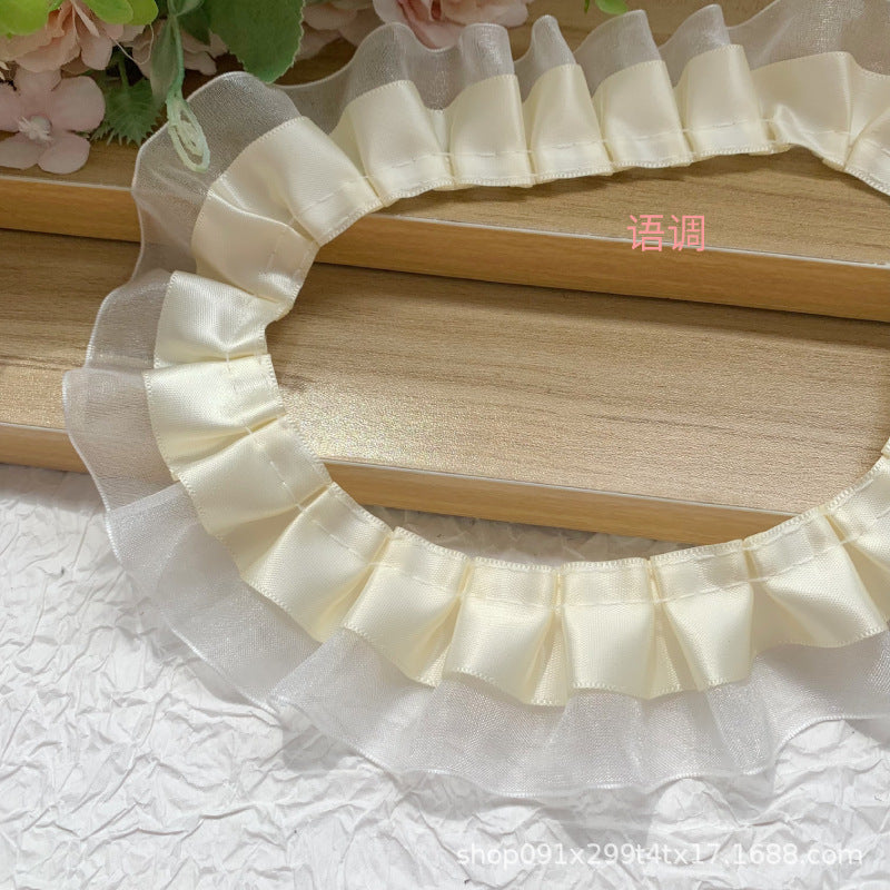 Wholesale 10pcs 4cm Polyester with Pleated Lace Trim Skirt Cuffs Handmade Diy Skirt Pannier