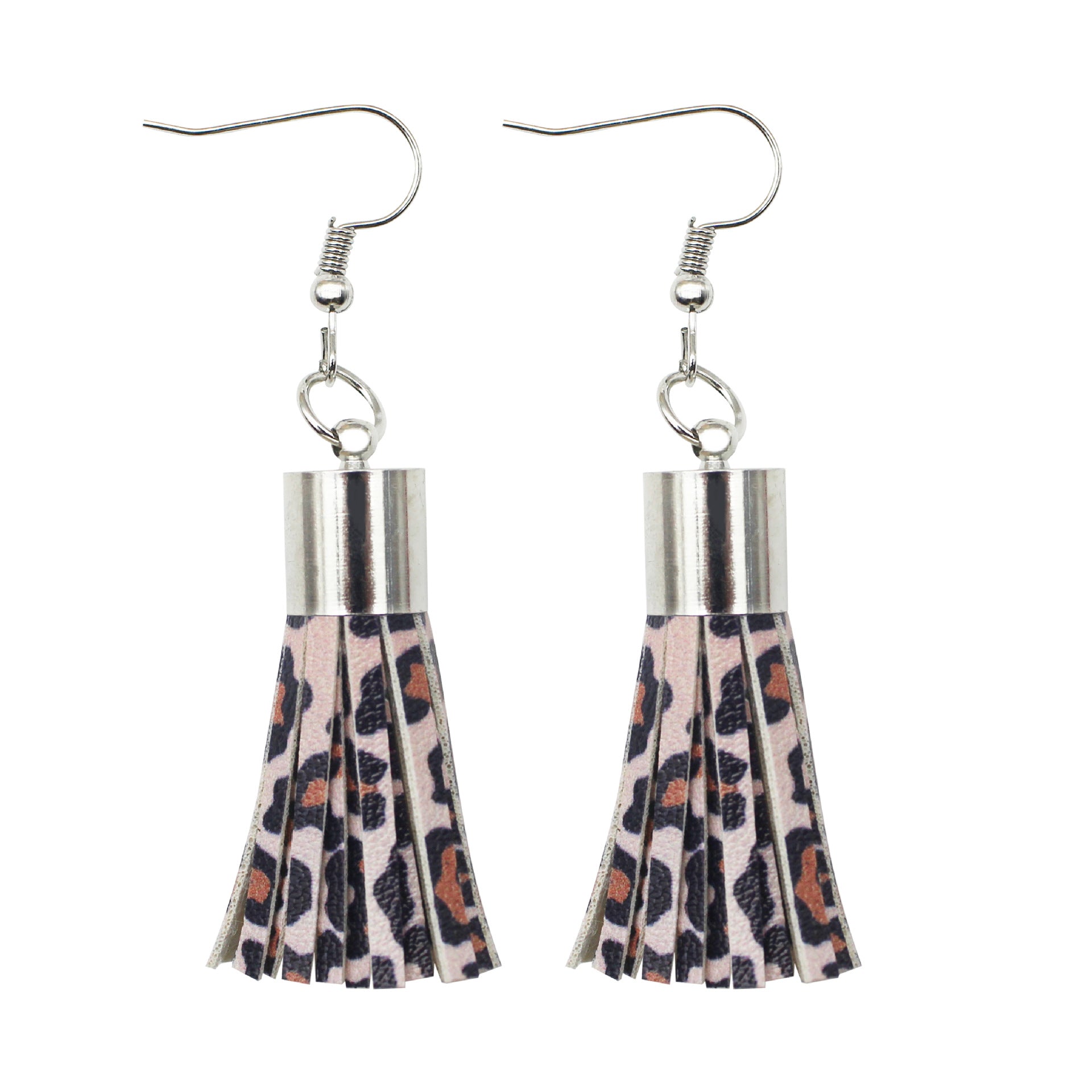 Wholesale Leopard Spot Leather Tassel PU Earrings