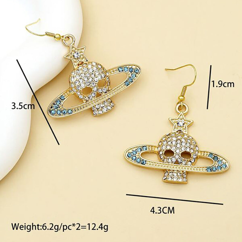 Wholesale Skull Hollow Diamond Earrings