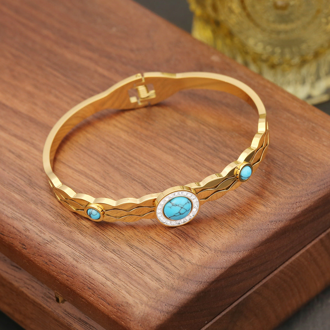 Wholesale Eye Snake Vintage Turquoise Stainless Steel Bracelet