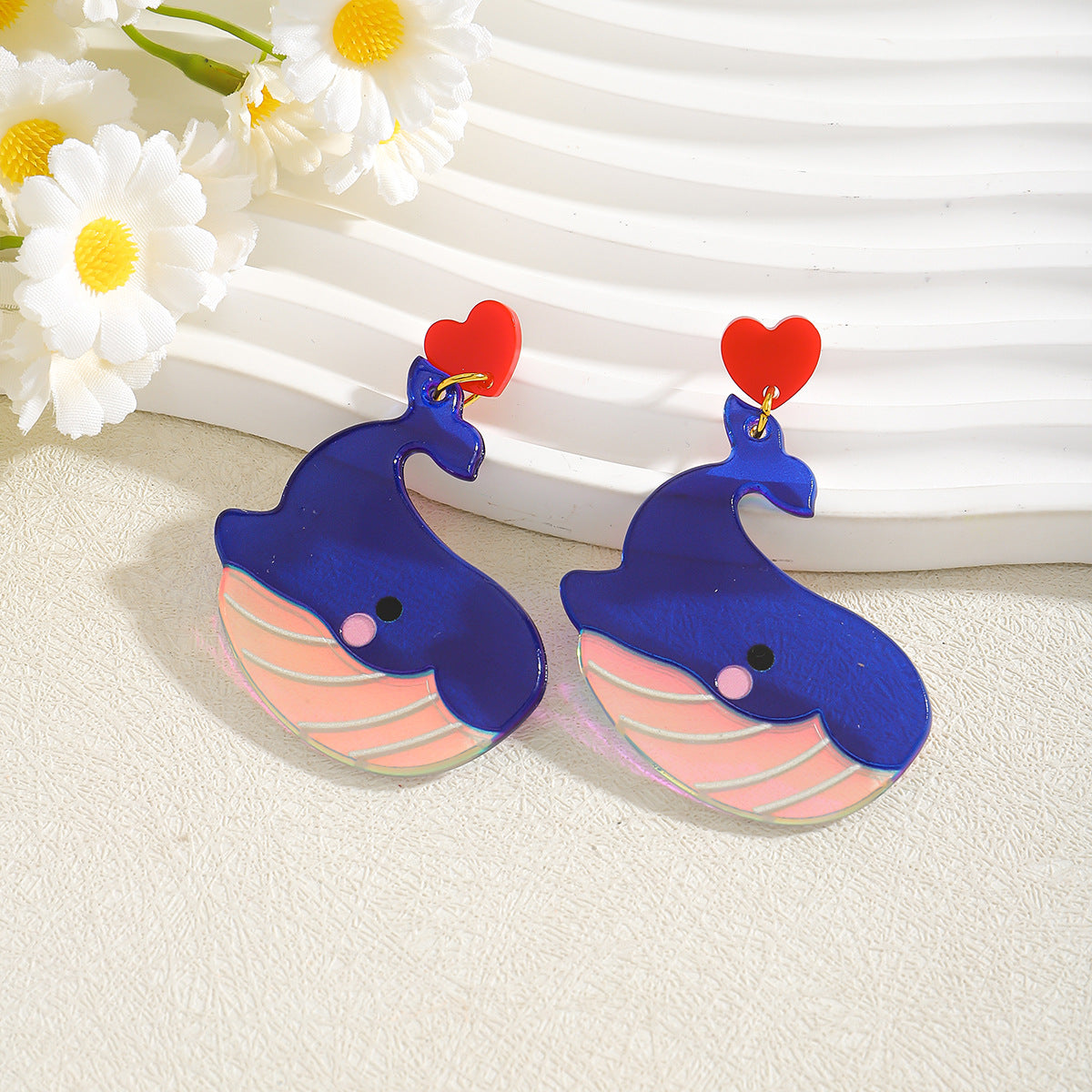 Wholesale Valentine' s Day Love Whale Wine Glass Letter Set Acrylic Earrings
