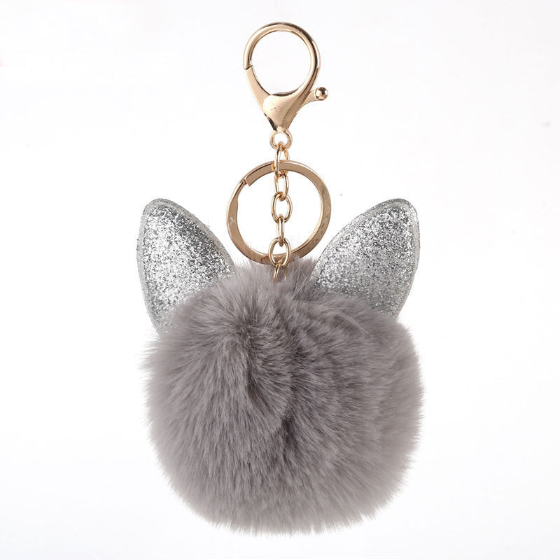 Wholesale Plush rabbit ears ethnic ball keychain
