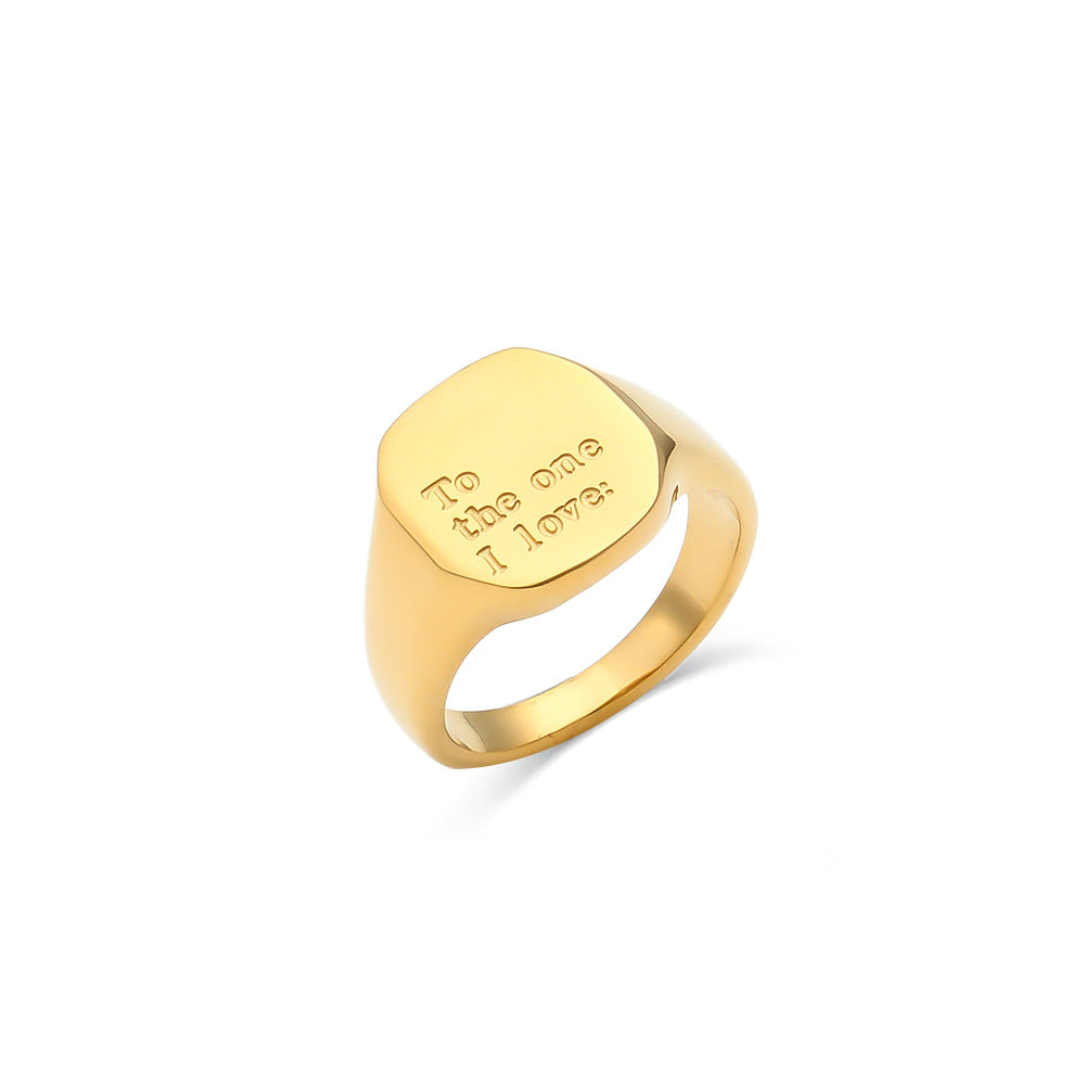 Wholesale Titanium steel gold English letter ring
