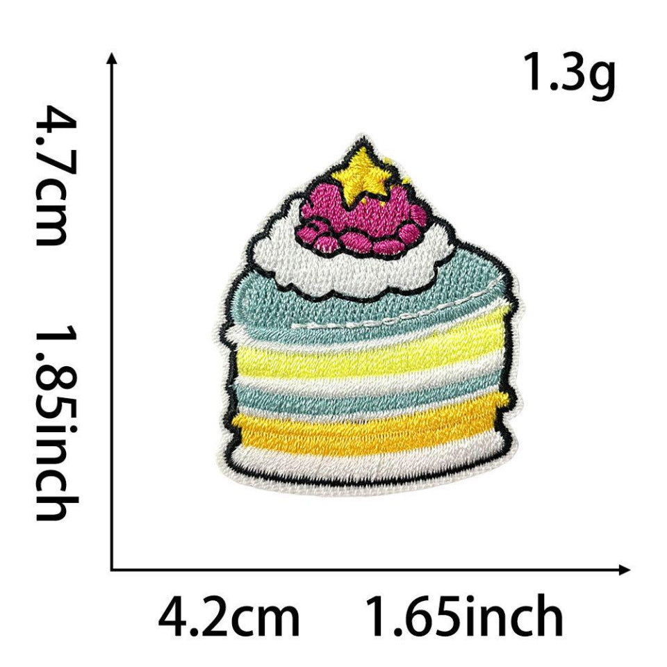 Wholesale Cute Food Embroidered Patch For Clothes Milk Tea Cake Snack Applique Fashion Accessory For DIY Decor