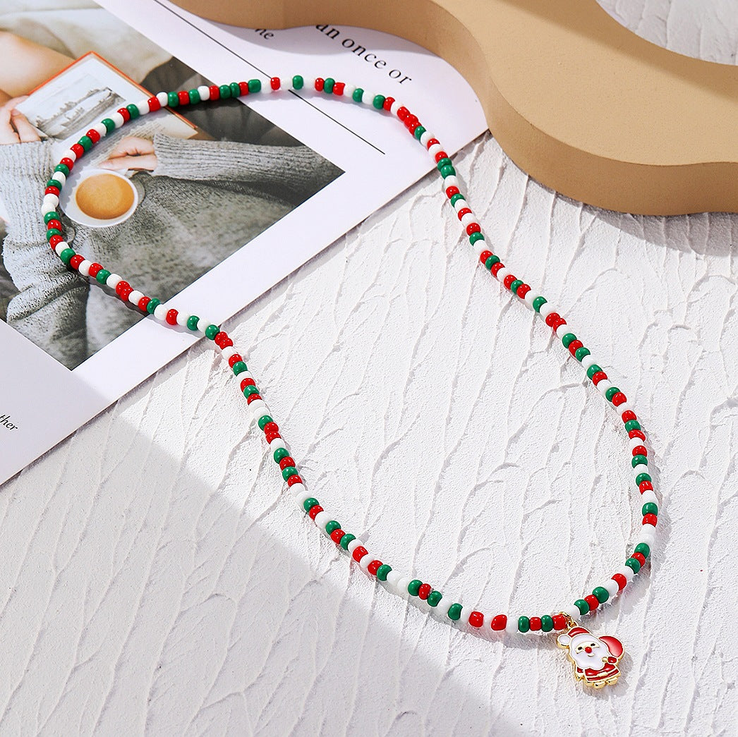 Wholesale Christmas Soft Clay Rice Beads Christmas Necklace