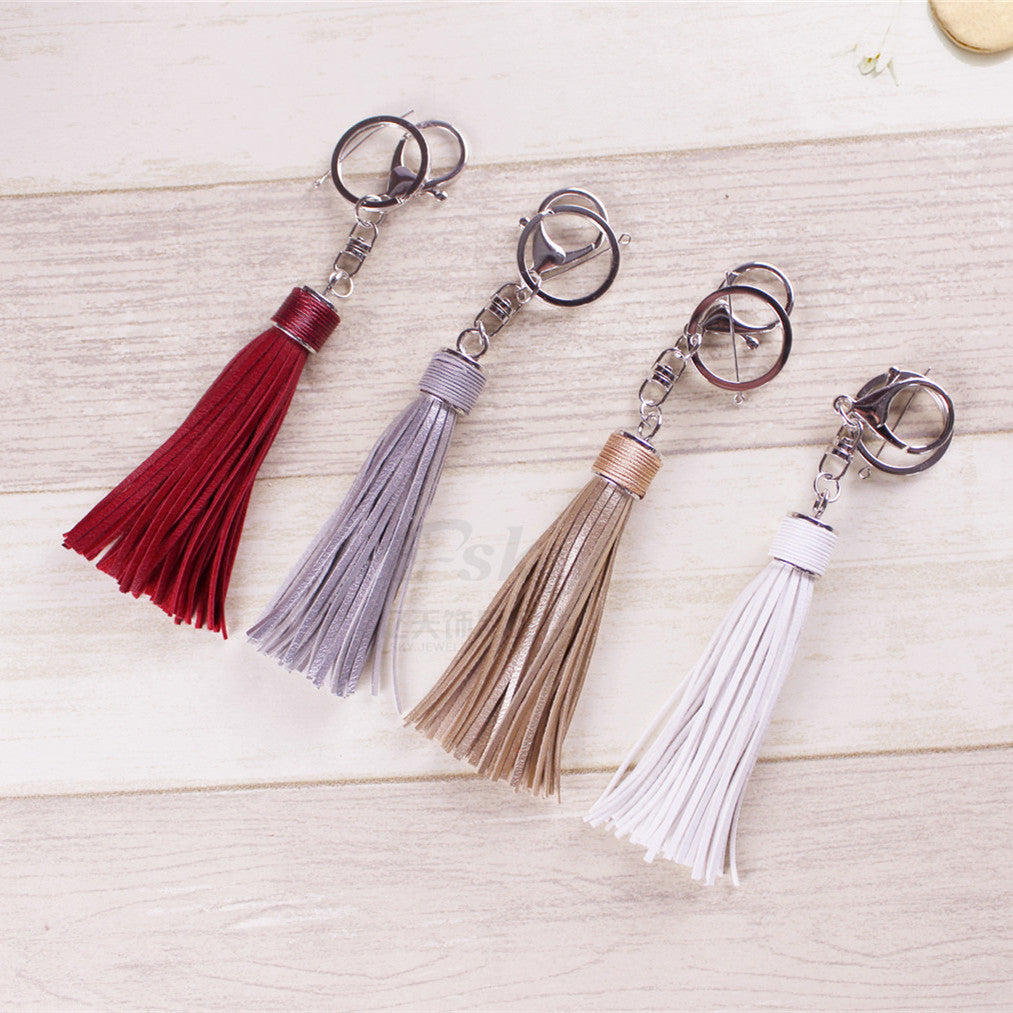 Wholesale Wax line alloy gift leather tassel car key chain  bag
