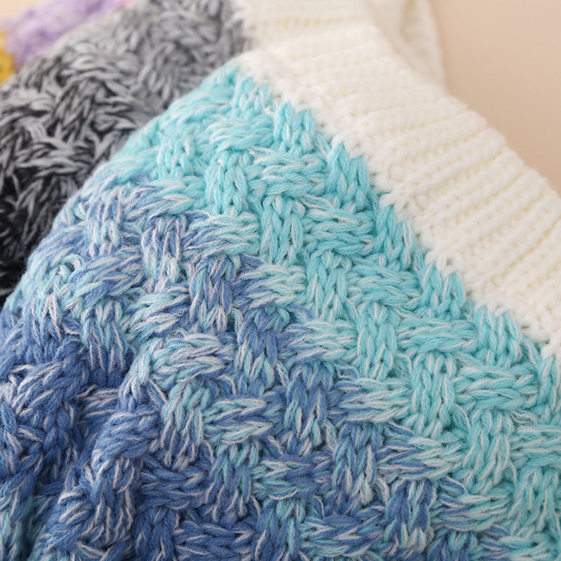 Wholesale Children's Winter Hats Plus Velvet Color Matching Beanie Ear Protection Hats