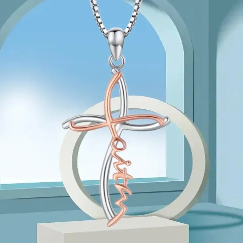 Wholesale design Diamond-embedded niche Hollow Cross necklace