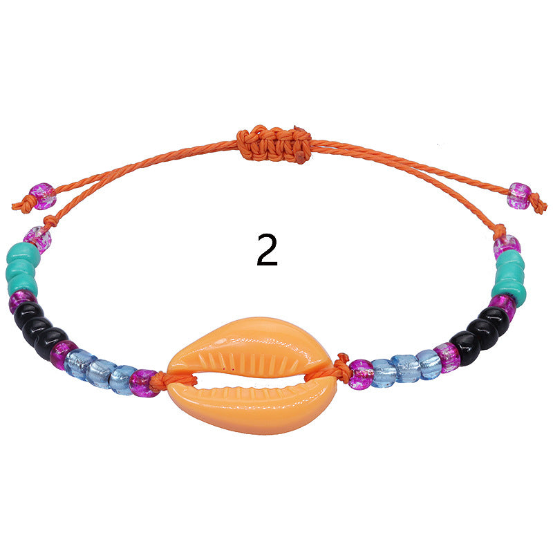 Wholesale Acrylic Seashell Colorful Rice Beads Woven Bracelet