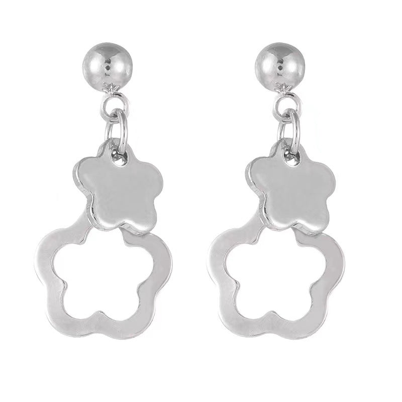 Pendientes de aleación de aguja de plata al por mayor Flower 925
