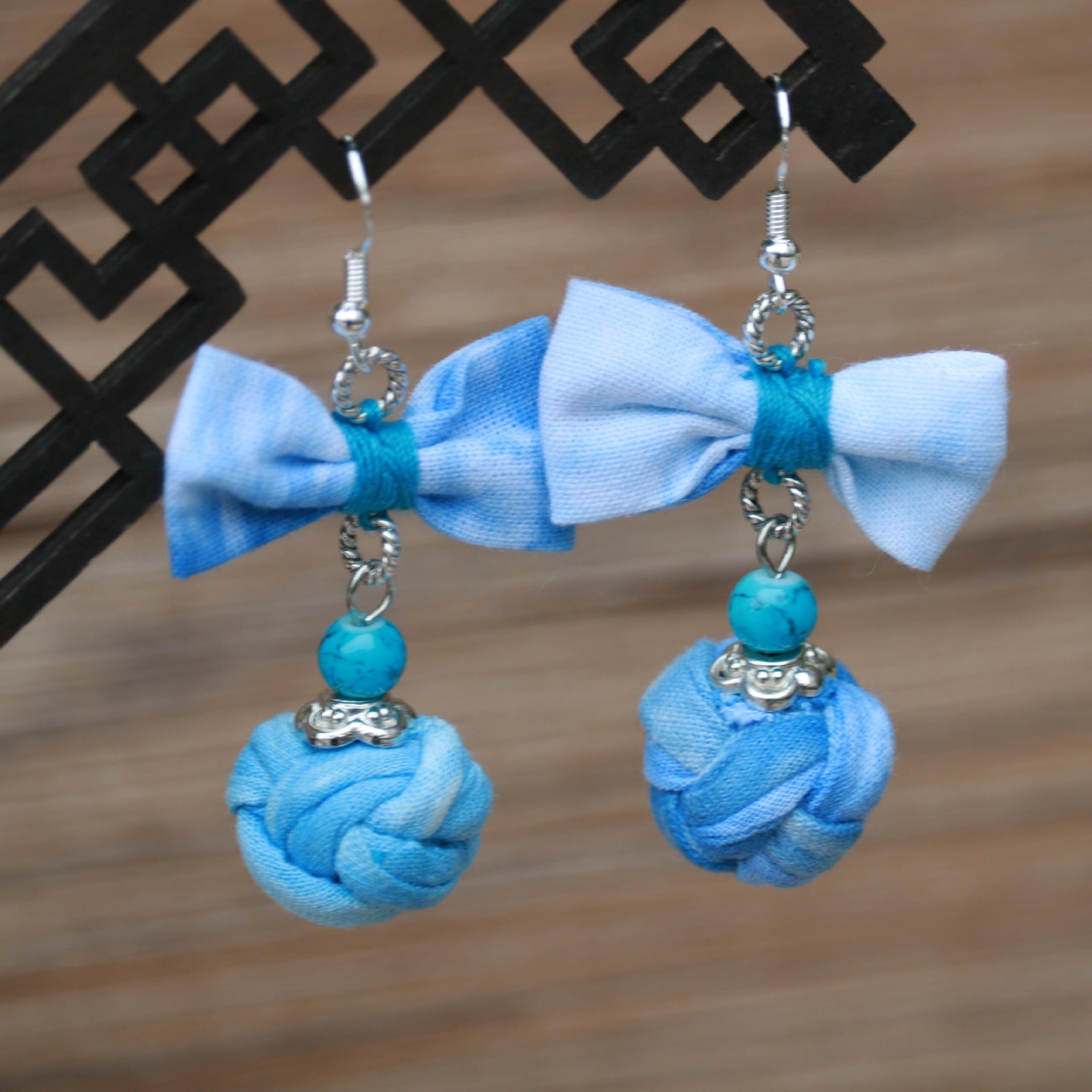 Wholesale Ethnic Style Women' s Blue-Dyed Fabric Earrings  Tie-Dye Mid-Length Earrings