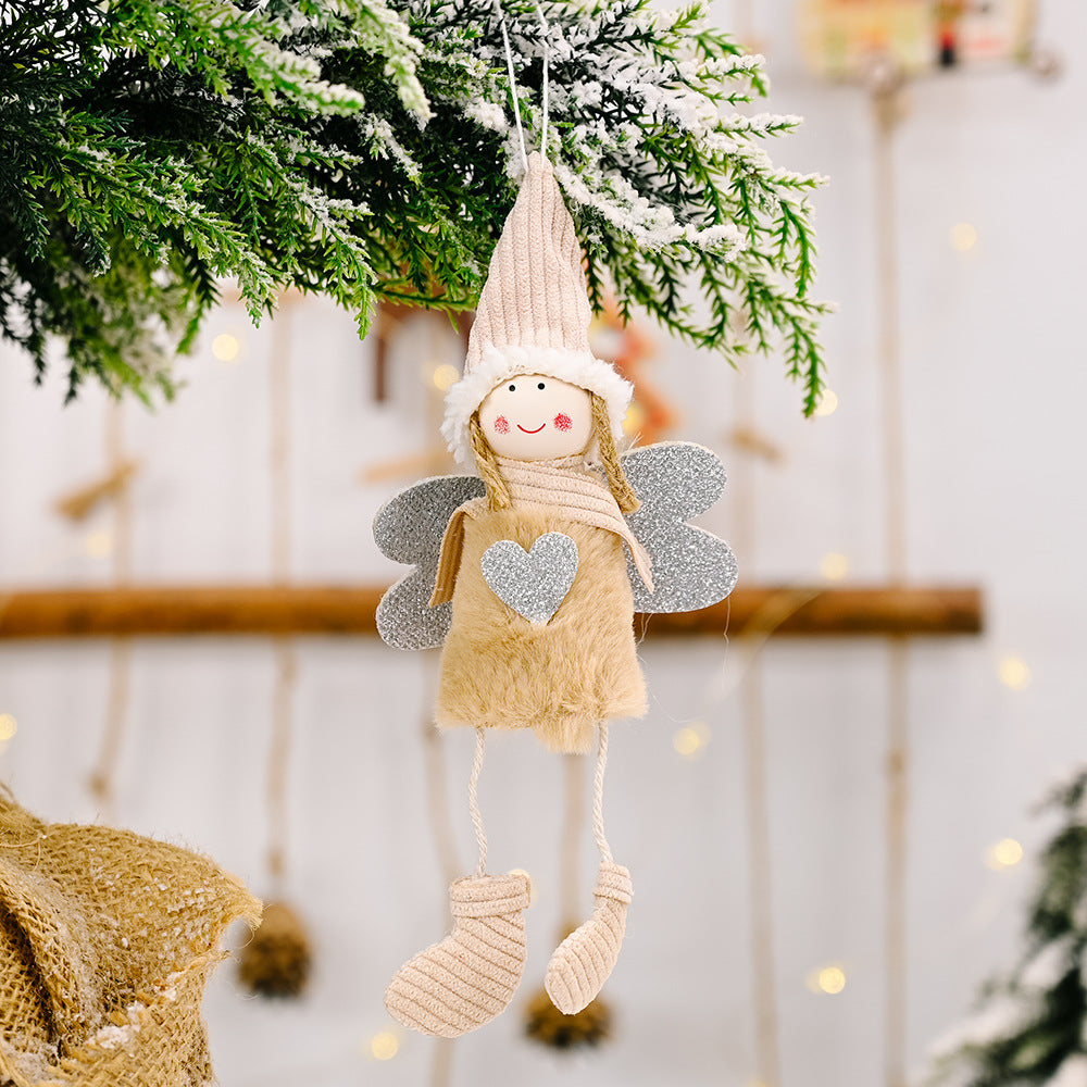 Wholesale Christmas Decoration New Plush Love Angel Pendant Small Tree Charm Children Cute Plush Doll
