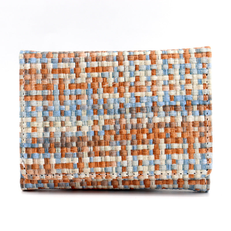 Wholesale Straw Pattern Folding Wallet Student Coin Purse Card Holder Wallet