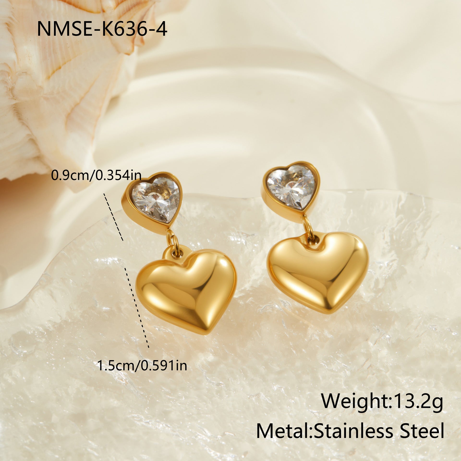 Wholesale Droplet shaped heart-shaped geometric shape Stainless Steel Earrings