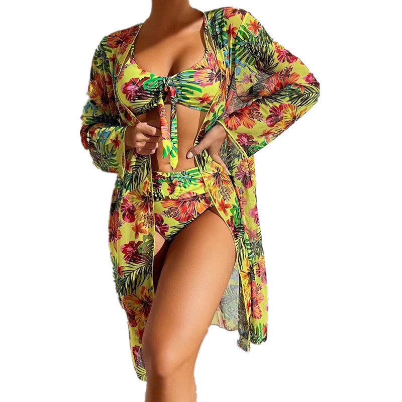 Wholesale Printed Three-piece Cover Up Polyester Swimwear
