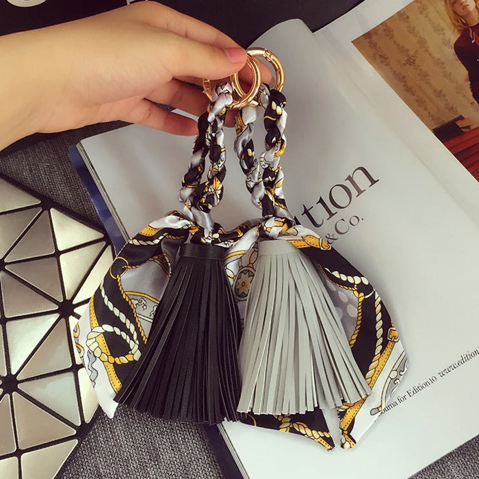 Wholesale Spring and Summer Leather Scarf Tassel Pendant Keychain