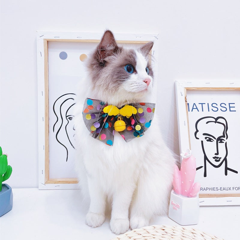 Wholesale Pet Bow Tie Bell Collar Cat Fairy Wings Big Bow Collar Dog Bell Collar Spit Towel