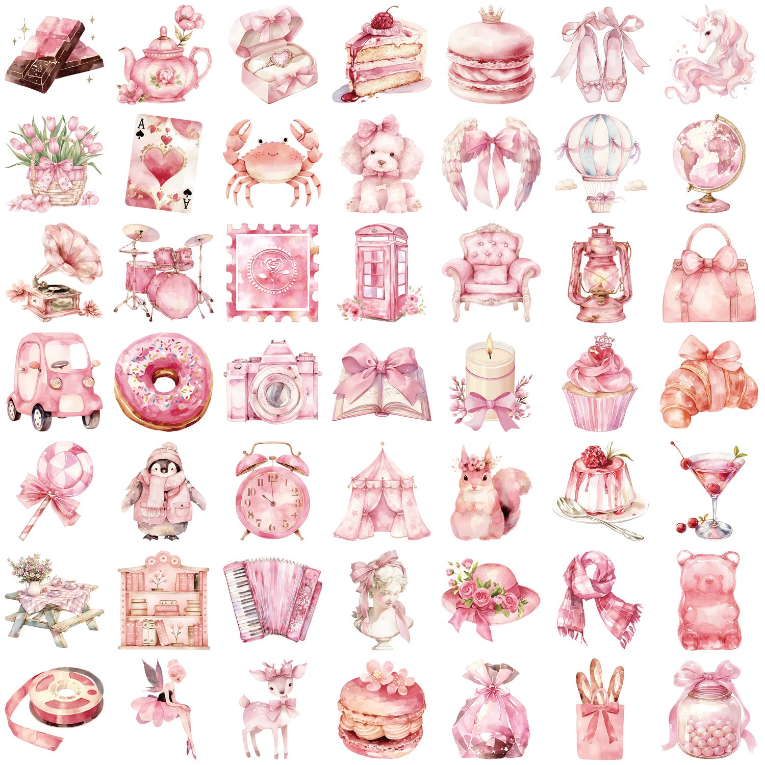 Wholesale 50 pink aesthetic series decorative waterproof stickers