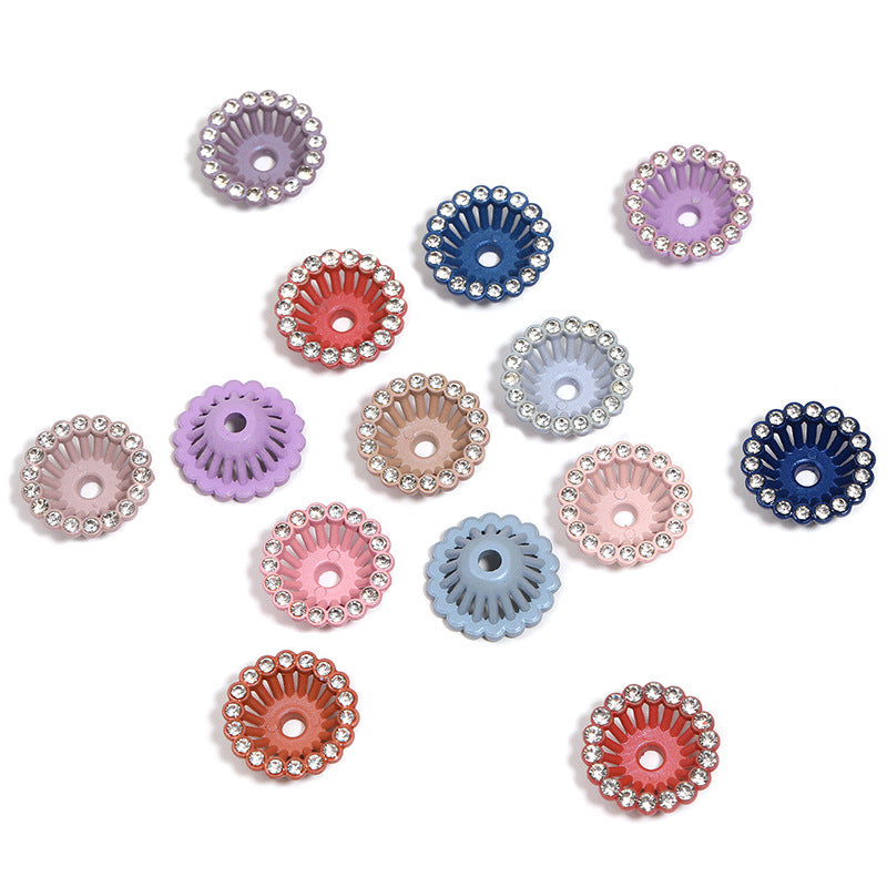 Wholesale 100pcs/pack Diamond Hollow Flower Basket Spacer Beads Rhinestone Beads