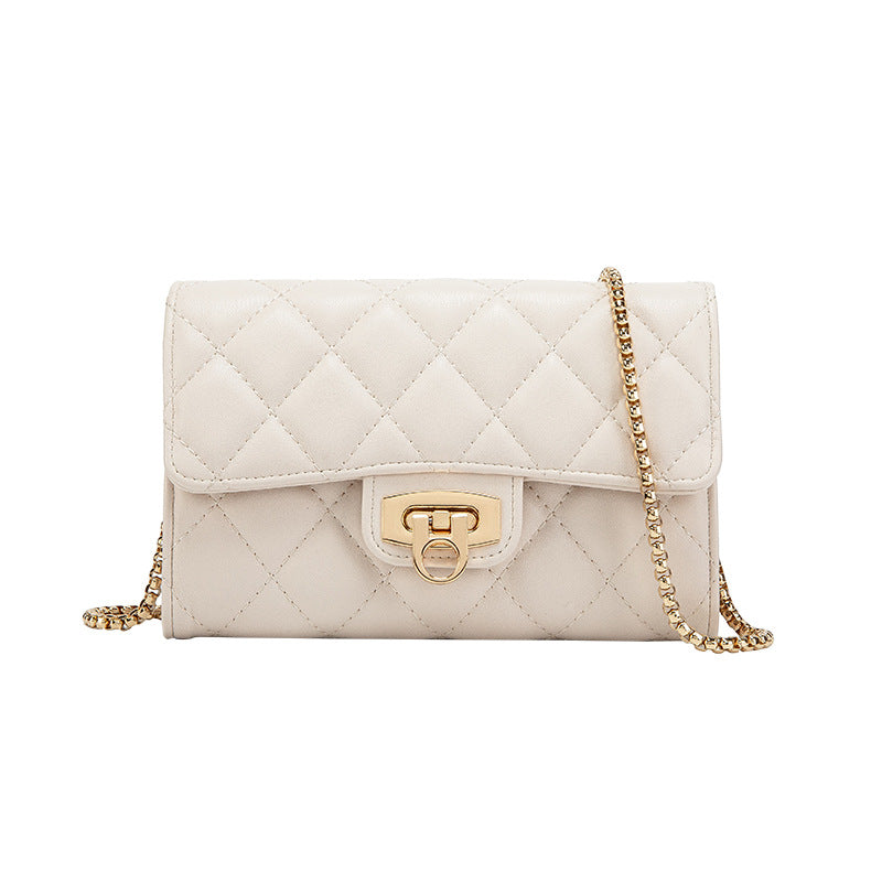 Wholesale V embroidered small square bag lock chain bag