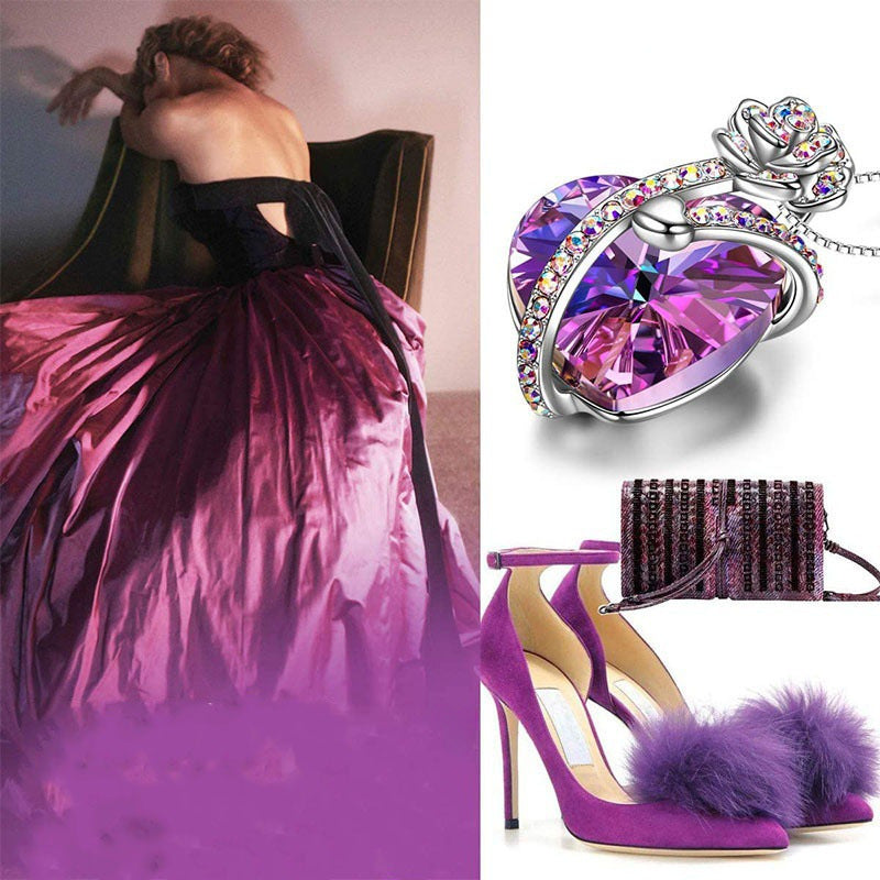 Wholesale Flower Heart Diamond Pendant Necklace