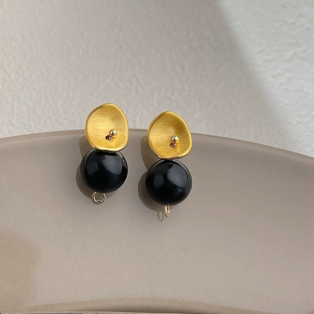 Wholesale Golden brushed frosted geometric earrings