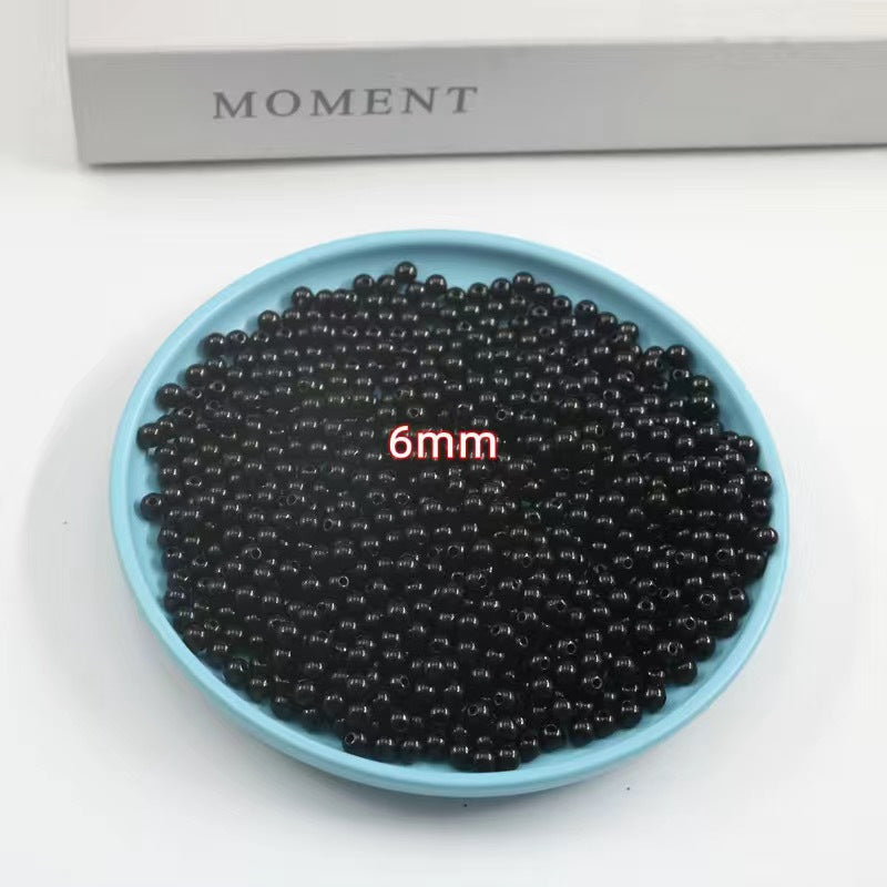 Wholesale Glazed Glass Imitation Obsidian Black Loose Beads 6Mm Round For DIY Jewelry Making Fashion Accessory Boutique Resale