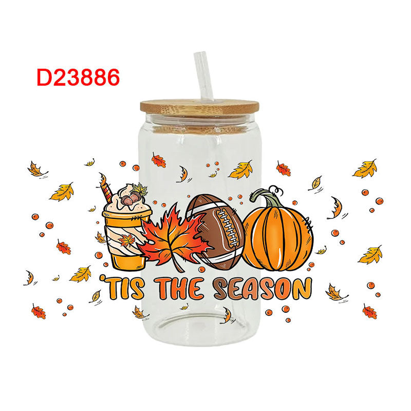 Wholesale Autumn Pumpkin Beverage Series 16oz Cup UV DTF Wraps