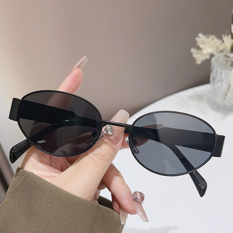 Wholesale Oval Metal Large Frame Sunglasses