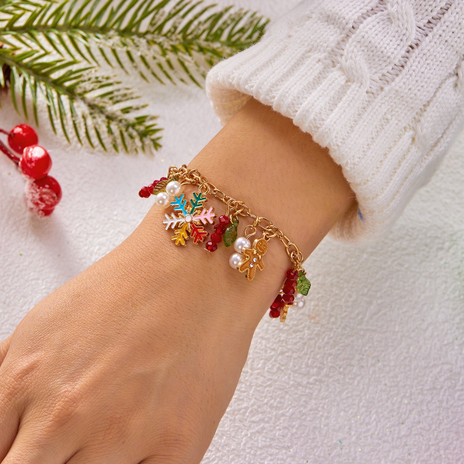 Wholesale Christmas snowman  reindeer  snowflake  gingerbread man  cane bracelet