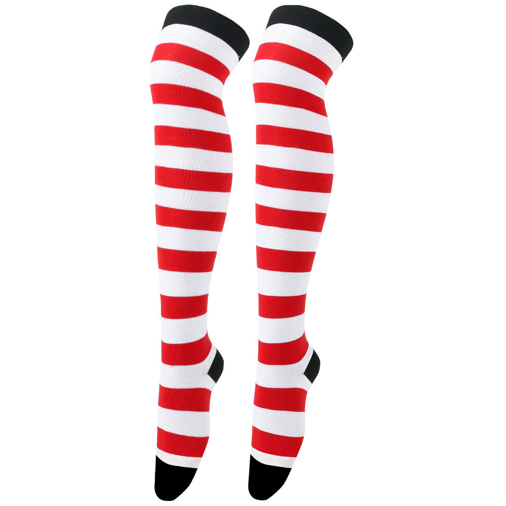 Wholesale Children's Christmas Knitted Striped Over-the-Knee Socks