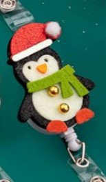 Wholesale Christmas Gift Felt 3D Santa Sock Badge Scroll Retractable Keychain