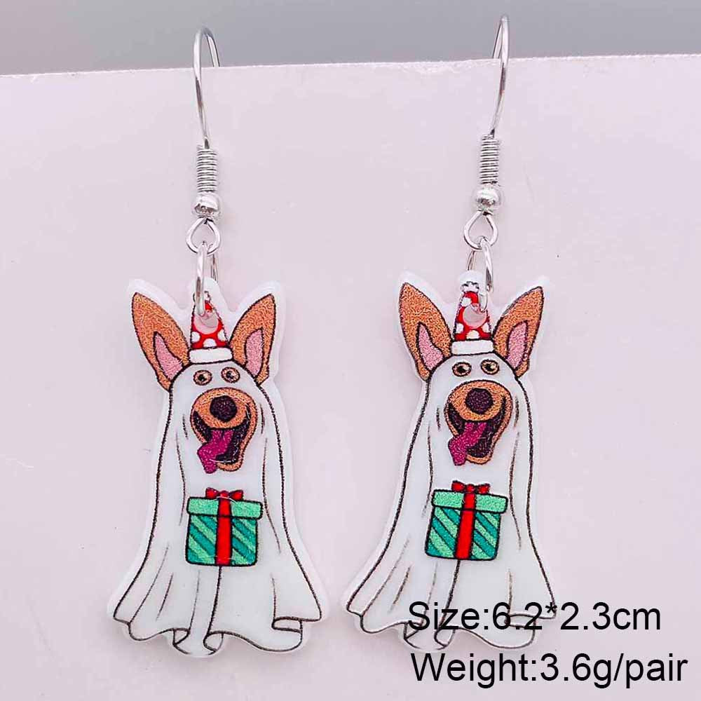 Wholesale Christmas Ghost Dog Acrylic Earrings