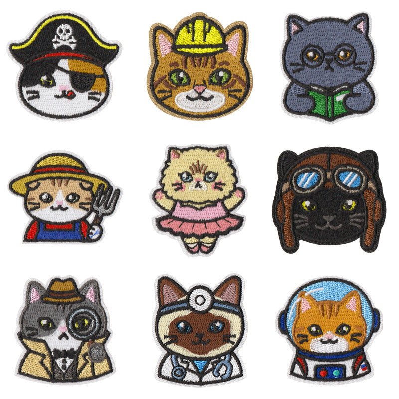 Wholesale Cat Embroidery Patch Set Iron On DIY Decorative Badges For Pencil Case And Pants Trendy Gift Boutique Resale
