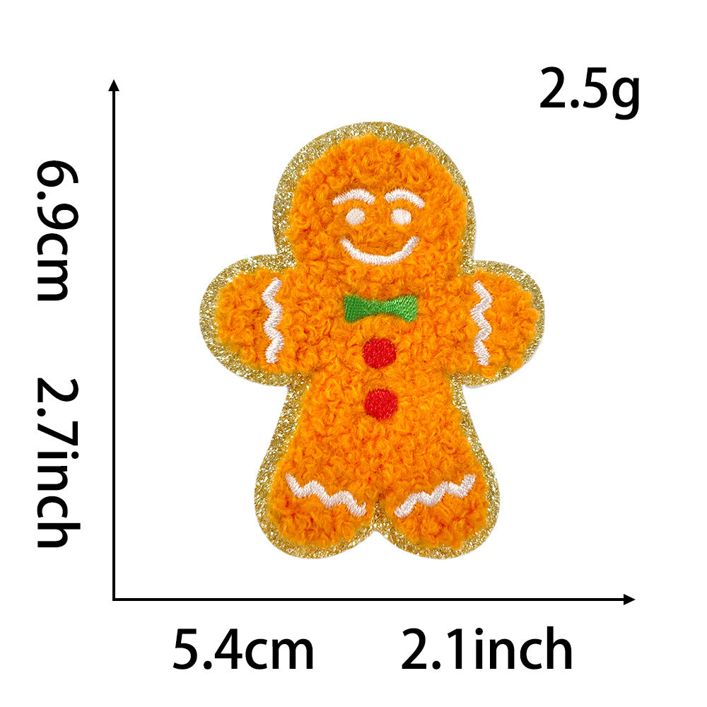 Wholesale Christmas Embroidered Patches Santa Snowman Gingerbread Man Tree Applique For Clothing
