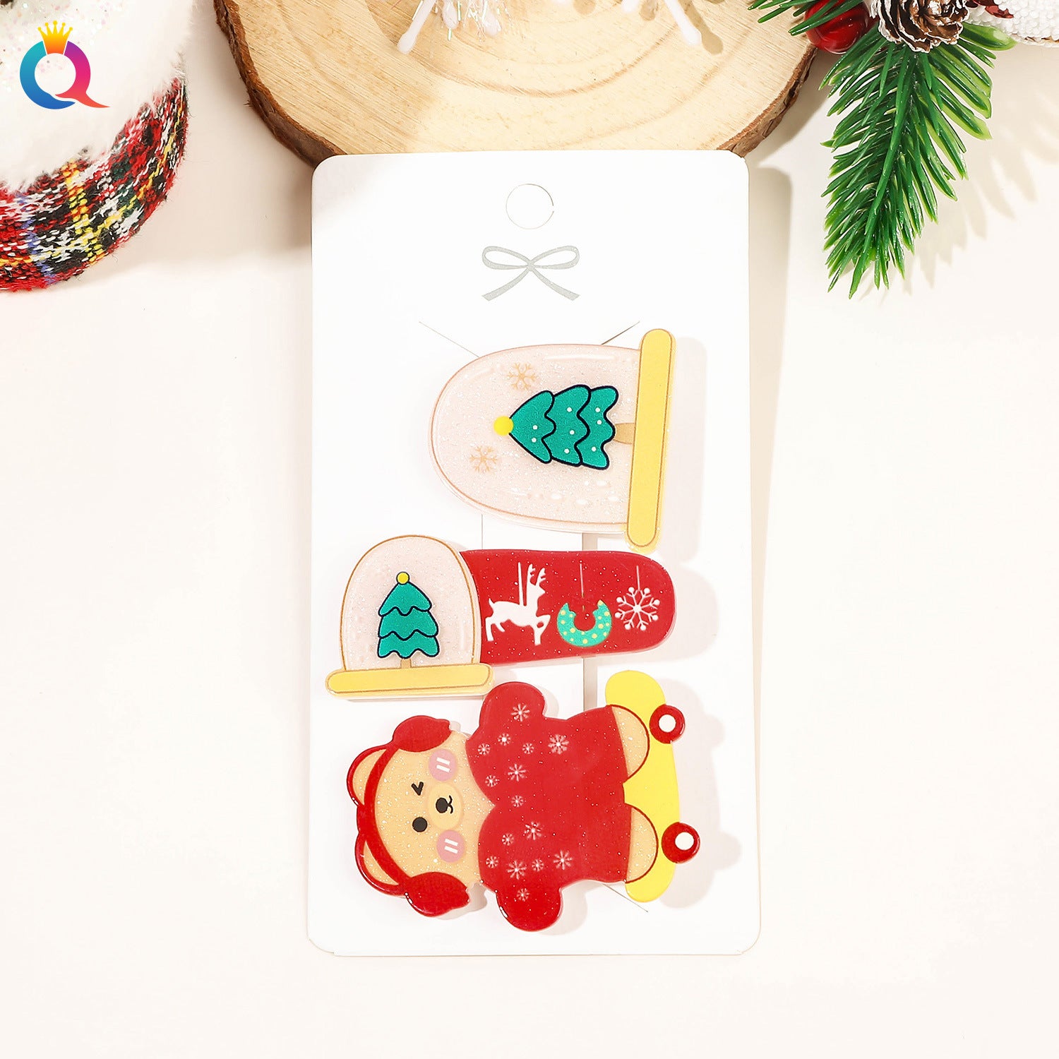 Wholesale 3pcs/pack Christmas Small Hairpin Card Cartoon Cute Bangs Clip Crushed Hair Top Clip