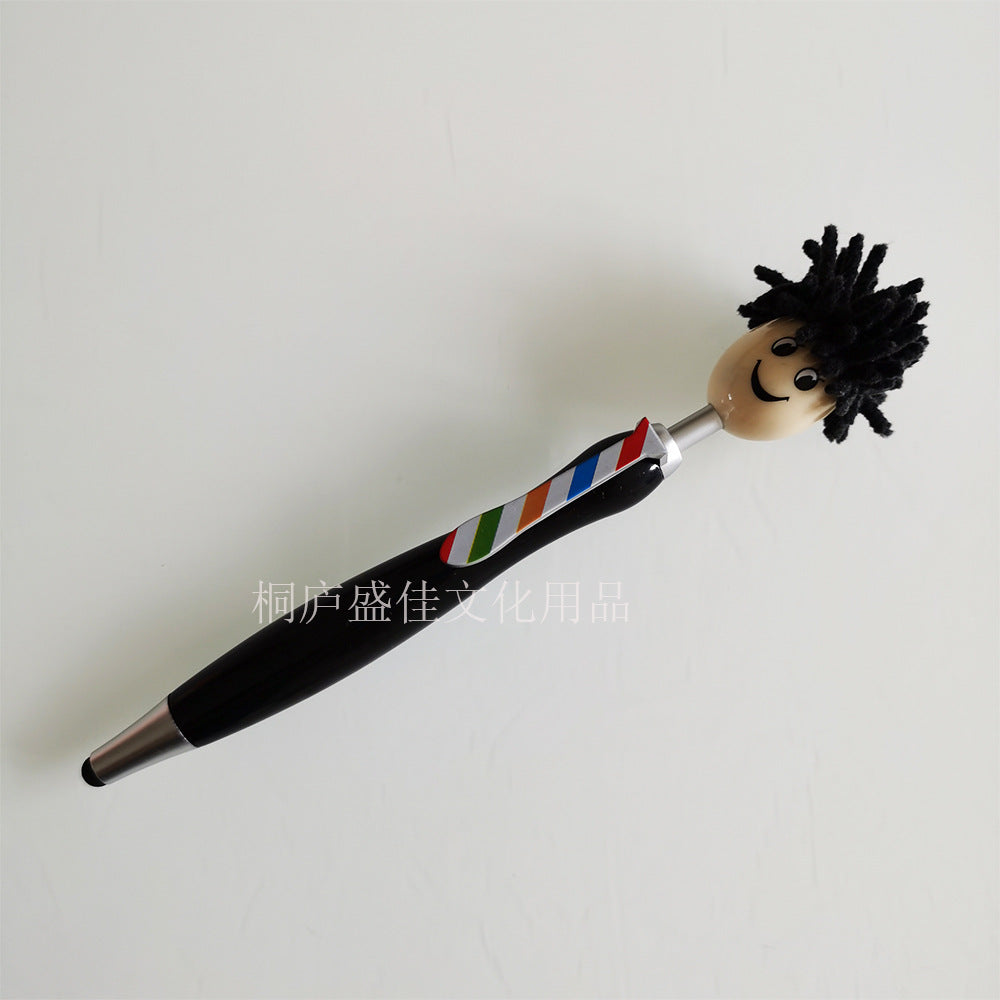 Wholesale Cartoon Plush Doll Mops, Smiling Face, Three in One Touch Ballpoint Pen