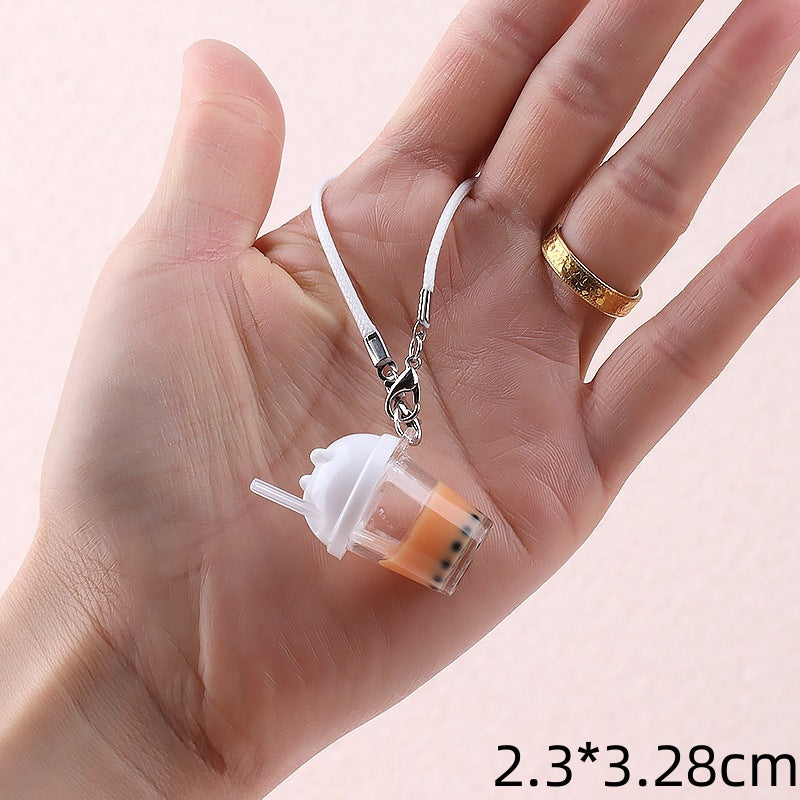 Wholesale Cat head pearl milk tea cup pendant