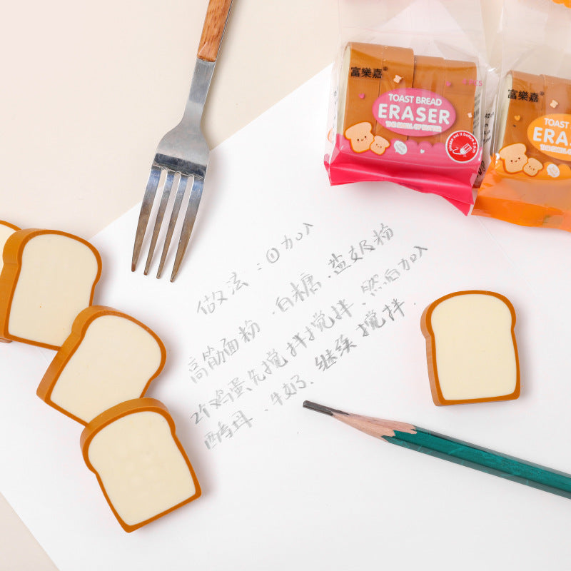 Wholesale 4pcs Cute Imitation Bread Rubber Eraser