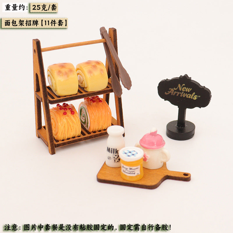 Wholesale Miniature food toy simulation bread tray kitchen prop Doll Accessories