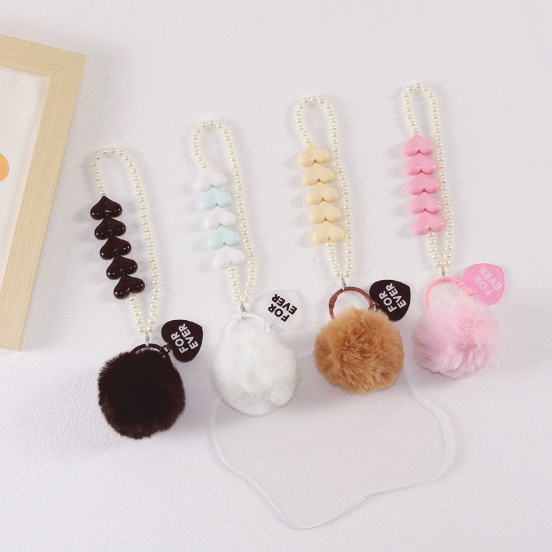 Wholesale Colorful Love Fur Ball Beaded Keychain