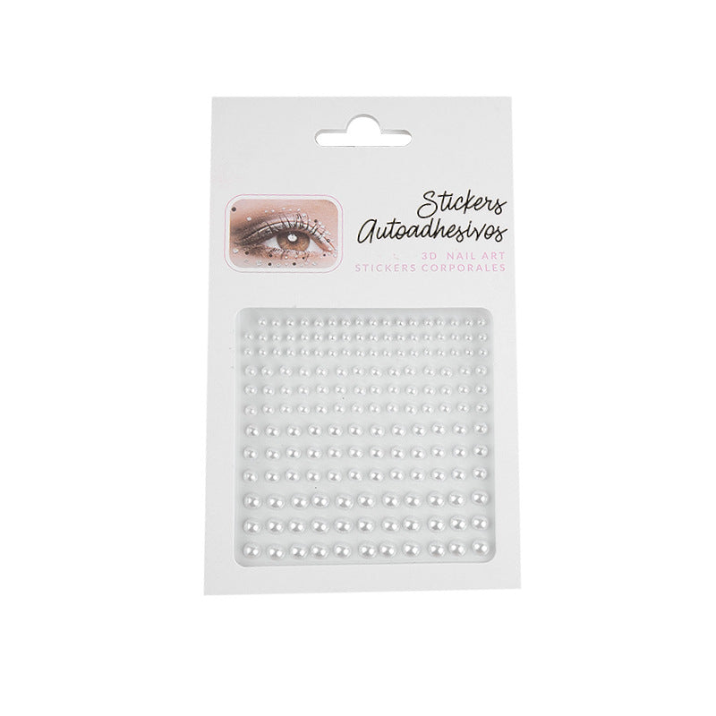 Wholesale 3456mm Milk White Pure White Pearl DIY Acrylic Crystal Diamond Beauty Eye Makeup Stickers