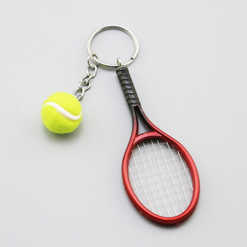 Wholesale Simulation Metal Tennis Mini Tennis Keychain
