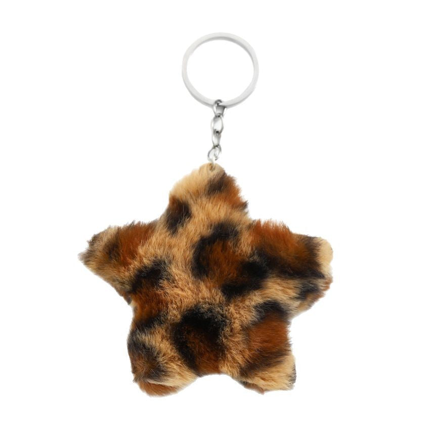 Wholesale Plush Star Keychain Pendant Leopard Print Pentagram