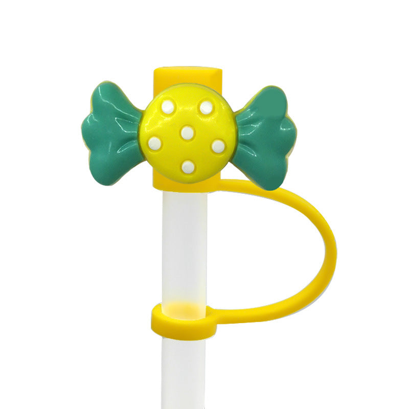 Wholesale 10pcs/pack Straw Cap Flower Fruit Straw Cover Silicone Dust Plug Party Straw