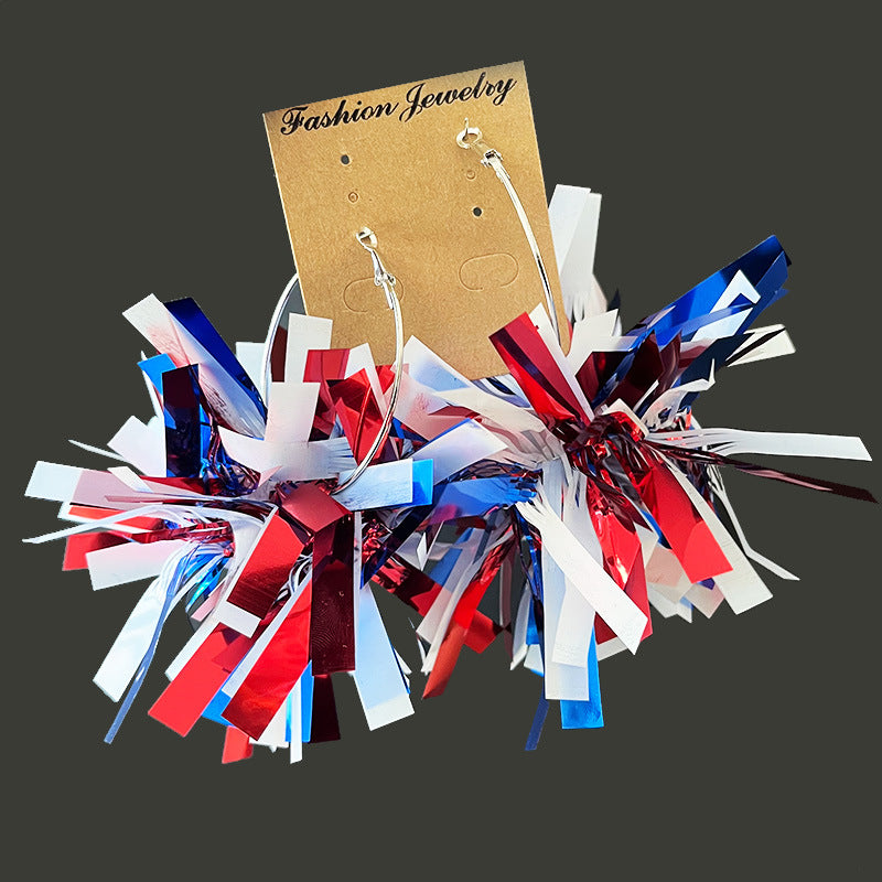 Wholesale American Independence Day Atmosphere Sparkling Big Ball Fireworks Earrings