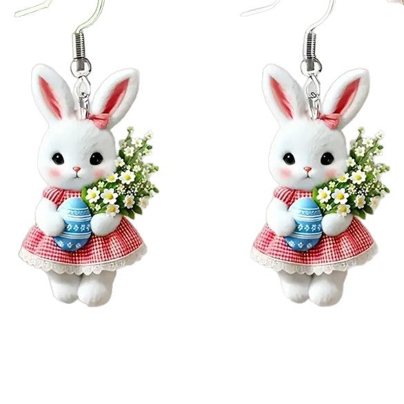 Wholesale Pink Rabbit Cartoon Valentine' s Day Acrylic Earrings
