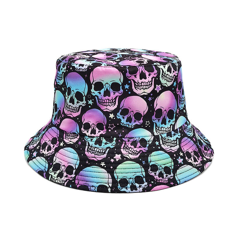 Sombrero de cubo de estampado de calavera de algodón al por mayor