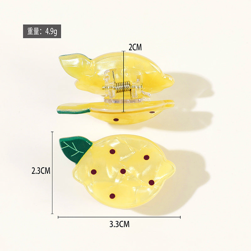 Wholesale PVC Korean Style Fruit Hair Clips Cute Lemon Strawberry Claw Clip For Everyday Styling Gift